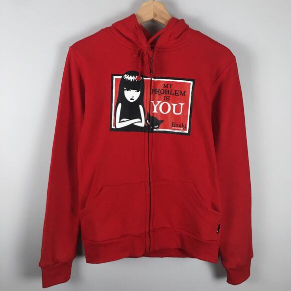 Rare 2009 Emily The Strange Zip Hoodie Mall Goth Emo Vintage Hot Topic NWT - Picture 2 of 16